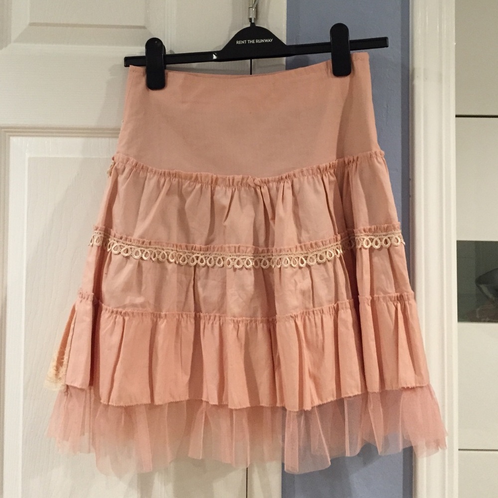 SOLD Lolita Elegant Pink Lace Trimmed Skirt - Picture 2 of 4